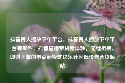 抖音真人播放下单平台	，抖音真人播放下单平台有哪些，抖音直播带货新体验，无缝衔接、即时下单的电商新模式亿乐社区低价自营货源站  第1张