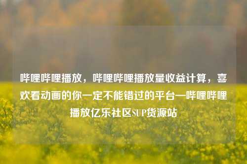 哔哩哔哩播放，哔哩哔哩播放量收益计算，喜欢看动画的你一定不能错过的平台—哔哩哔哩播放亿乐社区SUP货源站  第1张